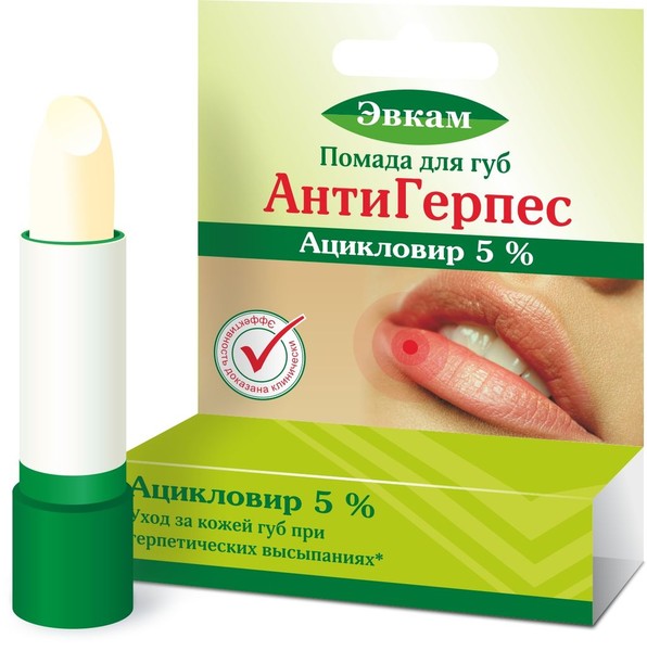 ЭВКАМ АНТИГЕРПЕС ПОМАДА ПОМАДА ГУБНАЯ 5% 3 Г №1