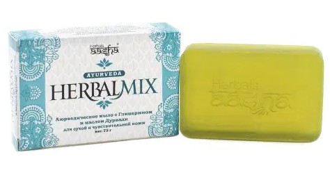 AASHA HERBALS МЫЛО АЮРВЕДИЧЕСКОЕ С ГЛИЦЕРИНОМ И МАСЛОМ ДУРВАДИ КОСМЕТИЧЕСКОЕ МЫЛО 75 Г №1