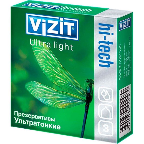 VIZIT ПРЕЗЕРВАТИВЫ HI-TECH ULTRA LIGHT (УЛЬТРАТОНКИЕ) ПРЕЗЕРВАТИВ    №3