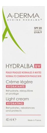 A-DERMA HYDRALBA UV КРЕМ ЛЕГКИЙ УВЛАЖНЯЮЩИЙ КОСМЕТИЧЕСКИЙ КРЕМ  40 МЛ №1