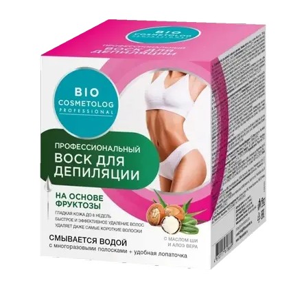BIO COSMETOLOG PROFESSIONAL ВОСК Д/ДЕПИЛЯЦИИ ПРОФЕССИОНАЛЬНЫЙ С МАСЛОМ ШИ И АЛОЭ ВЕРА ВОСК ДЛЯ ДЕПИЛЯЦИИ 350 Г №1