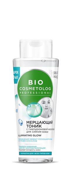 BIO COSMETOLOG PROFESSIONAL ТОНИК Д/ЛИЦА МЕРЦАЮЩИЙ С ГИАЛУР КИСЛ Д/СУПЕР СИЯНИЯ КОЖИ ТОНИК ДЛЯ ЛИЦА  260 МЛ №1