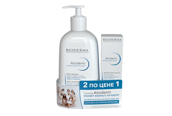 BIODERMA ATODERM НАБОР (ГЕЛЬ-КРЕМ 75 МЛ+ГЕЛЬ INTENSIVE 500 МЛ) КОСМЕТИЧЕСКИЙ НАБОР №1