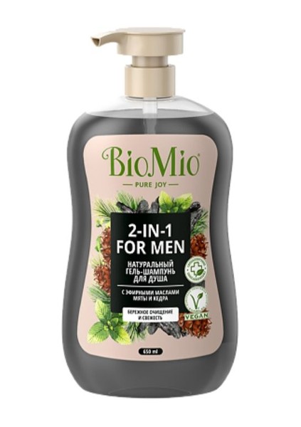 BIOMIO ГЕЛЬ-ШАМПУНЬ Д/ДУША НАТУРАЛ 2 В 1 Д/МУЖЧИН С ЭФИРНЫМИ МАСЛ МЯТЫ И КЕДРА ГЕЛЬ-ШАМПУНЬ 650 МЛ №1