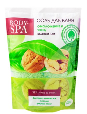 BODY SPA СОЛЬ Д/ВАНН ОМОЛОЖЕНИЕ И УХОД ЗЕЛЕНЫЙ ЧАЙ СОЛЬ ДЛЯ ВАННЫ 1200 Г №1