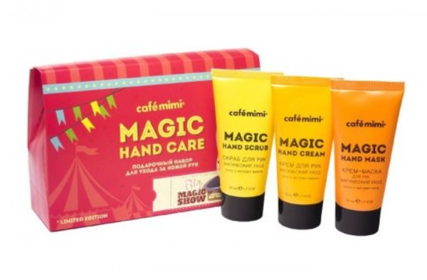 CAFE MIMI НАБОР MAGIC HAND CARE (КРЕМ Д/РУК 50 МЛ+КРЕМ-МАСКА Д/РУК 50 МЛ+СКРАБ Д/РУК 50 МЛ) КОСМЕТИЧЕСКИЙ НАБОР   №1