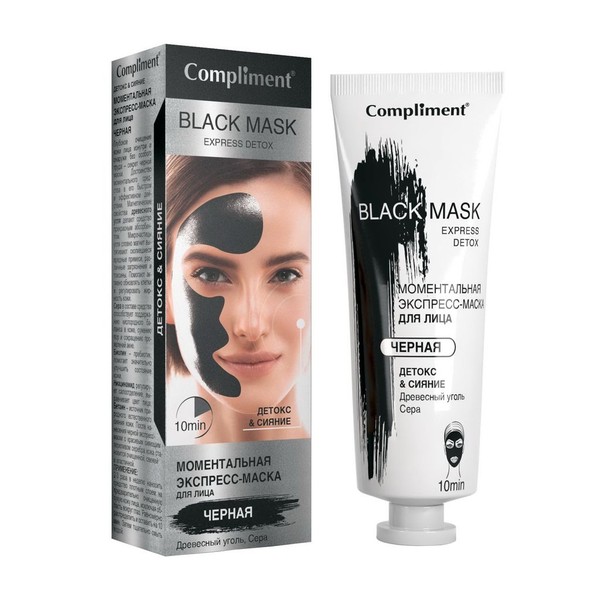COMPLIMENT BLACK MASK ЭКСПРЕСС-МАСКА Д/ЛИЦА МОМЕНТ ДЕТОКС/СИЯНИЕ МАСКА ДЛЯ ЛИЦА 80 МЛ №1