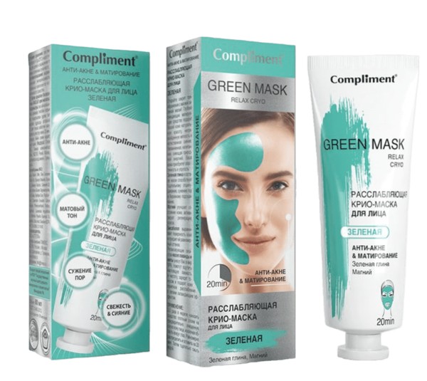 COMPLIMENT GREEN MASK КРИО-МАСКА Д/ЛИЦА РАССЛАБЛ АНТИ-АКНЕ МАСКА ДЛЯ ЛИЦА 80 МЛ №1