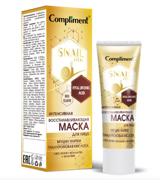 COMPLIMENT SNAIL VITAL МАСКА Д/ЛИЦА ИНТЕНСИВ ВОССТАН МАСКА ДЛЯ ЛИЦА 80 МЛ №1