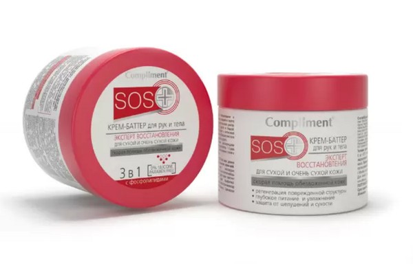 COMPLIMENT SOS+ КРЕМ-БАТТЕР Д/РУК И ТЕЛА ЭКСПЕРТ ВОССТАНОВЛЕНИЯ 3 В 1 КОСМЕТИЧЕСКИЙ КРЕМ 300 МЛ №1