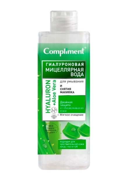 COMPLIMENT ВОДА МИЦЕЛЛЯРНАЯ Д/УМЫВАНИЯ/СНЯТИЯ МАКИЯЖА HYALURON+ALOE VERA ВОДА МИЦЕЛЛЯРНАЯ 500 МЛ №1
