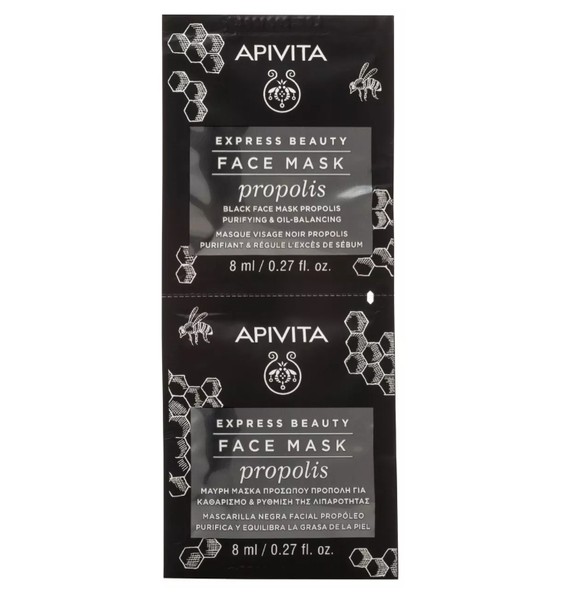 APIVITA EXPRESS BEAUTY МАСКА Д/ЛИЦА С ПРОПОЛИСОМ ЧЕРНАЯ ОЧИЩАЮЩАЯ БАЛАНСИРУЮЩАЯ МАСКА ДЛЯ ЛИЦА 8 МЛ №2