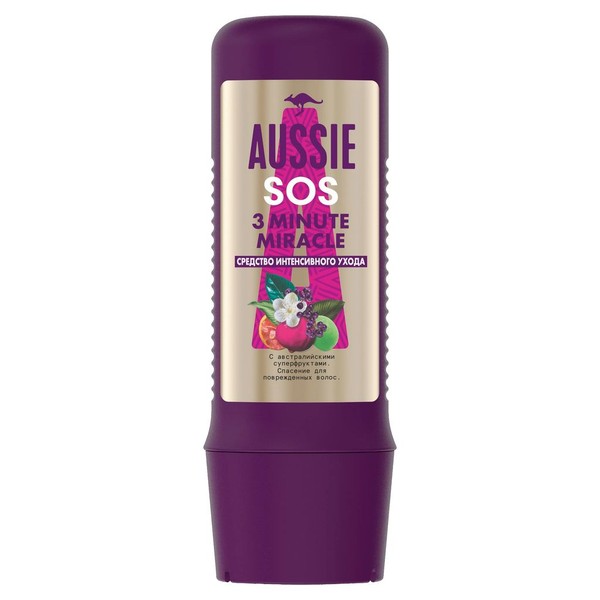 AUSSIE (ОССИ) SOS 3 MINUTE MIRACLE СРЕДСТВО Д/ПОВРЕЖДЕННЫХ ВОЛОС ИНТЕНСИВ УХОДА СРЕДСТВО ДЛЯ ВОЛОС 225 МЛ №1
