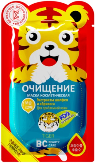 BEAUTY CARE МАСКА ТКАНЕВАЯ ДЛЯ ЛИЦА ОЧИЩАЮЩАЯ ТИГР КОСМЕТИЧЕСКАЯ МАСКА 25 МЛ №1