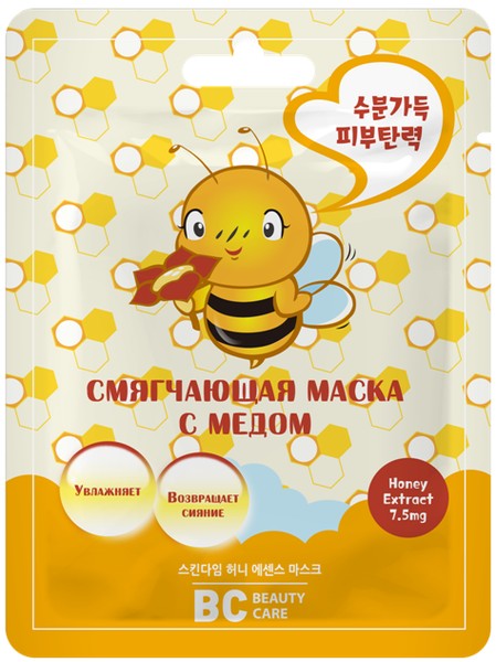 BEAUTY CARE МАСКА ТКАНЕВАЯ ДЛЯ ЛИЦА СМЯГЧАЮЩАЯ С МЕДОМ КОСМЕТИЧЕСКАЯ МАСКА 26 МЛ №1