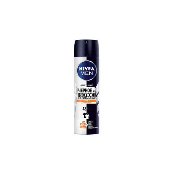 NIVEA MEN ДЕЗОДОРАНТ-АНТИПЕРСПИРАНТ СПРЕЙ ЧЕРНОЕ И БЕЛОЕ НЕВИДИМЫЙ EXTRA ДЕЗОДОРАНТ-СПРЕЙ 150 МЛ №1