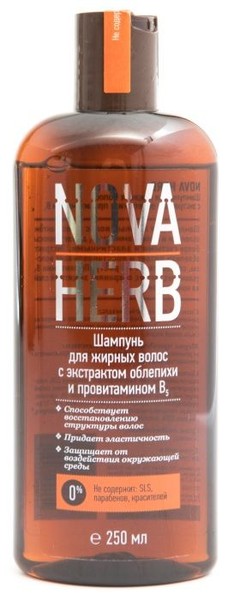 NOVA HERB ШАМПУНЬ Д/ЖИРНЫХ ВОЛОС С ЭКСТРАКТОМ ОБЛЕПИХИ ШАМПУНЬ ДЛЯ ВОЛОС  250 МЛ №1