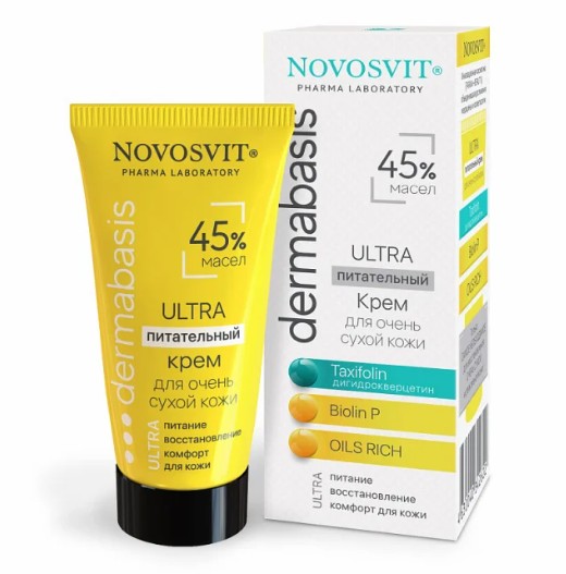 NOVOSVIT DERMABASIS КРЕМ Д/ОЧЕНЬ СУХОЙ КОЖИ ЛИЦА ULTRA ПИТАТЕЛЬНЫЙ 45% МАСЕЛ КРЕМ ДЛЯ ЛИЦА 50 МЛ №1
