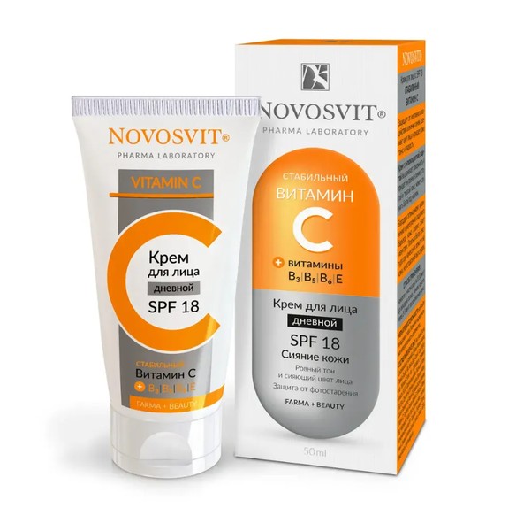 NOVOSVIT КРЕМ Д/ЛИЦА ДНЕВНОЙ СТАБИЛЬНЫЙ ВИТАМИН С SPF18 КРЕМ ДЛЯ ЛИЦА 50 МЛ №1
