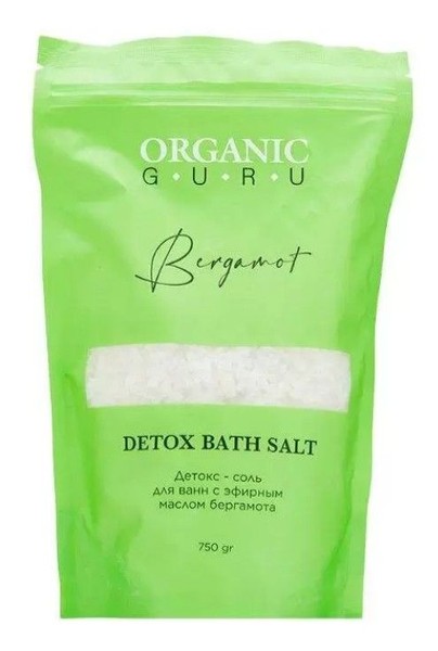 ORGANIC GURU СОЛЬ Д/ВАНН ДЕТОКС С ЭФИРНЫМ МАСЛОМ БЕРГАМОТА СОЛЬ ДЛЯ ВАННЫ  750 Г №1