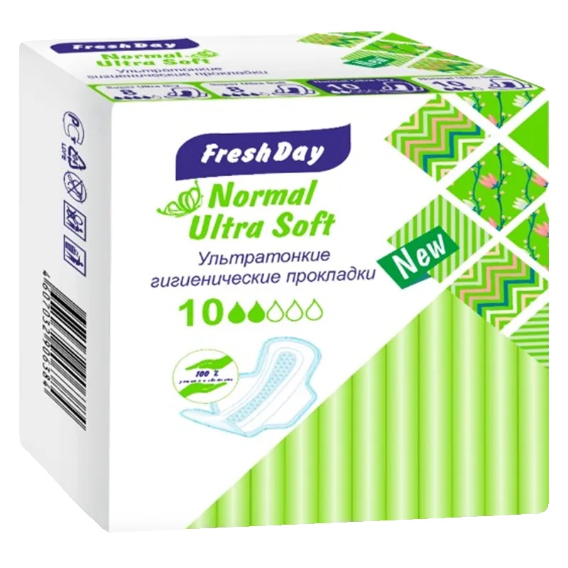 FRESHDAY ПРОКЛАДКИ ГИГИЕНИЧЕСКИЕ NORMAL ULTRA SOFT ПРОКЛАДКИ ЖЕНСКИЕ ГИГИЕНИЧЕСКИЕ ULTRA (ТОНКИЕ)   №10