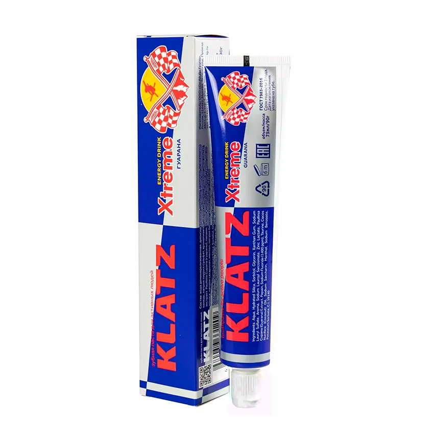 KLATZ XTREME ENERGY DRINK ЗУБН ПАСТА ГУАРАНА ЗУБНАЯ ПАСТА КОМПЛЕКСНАЯ 75 МЛ №1