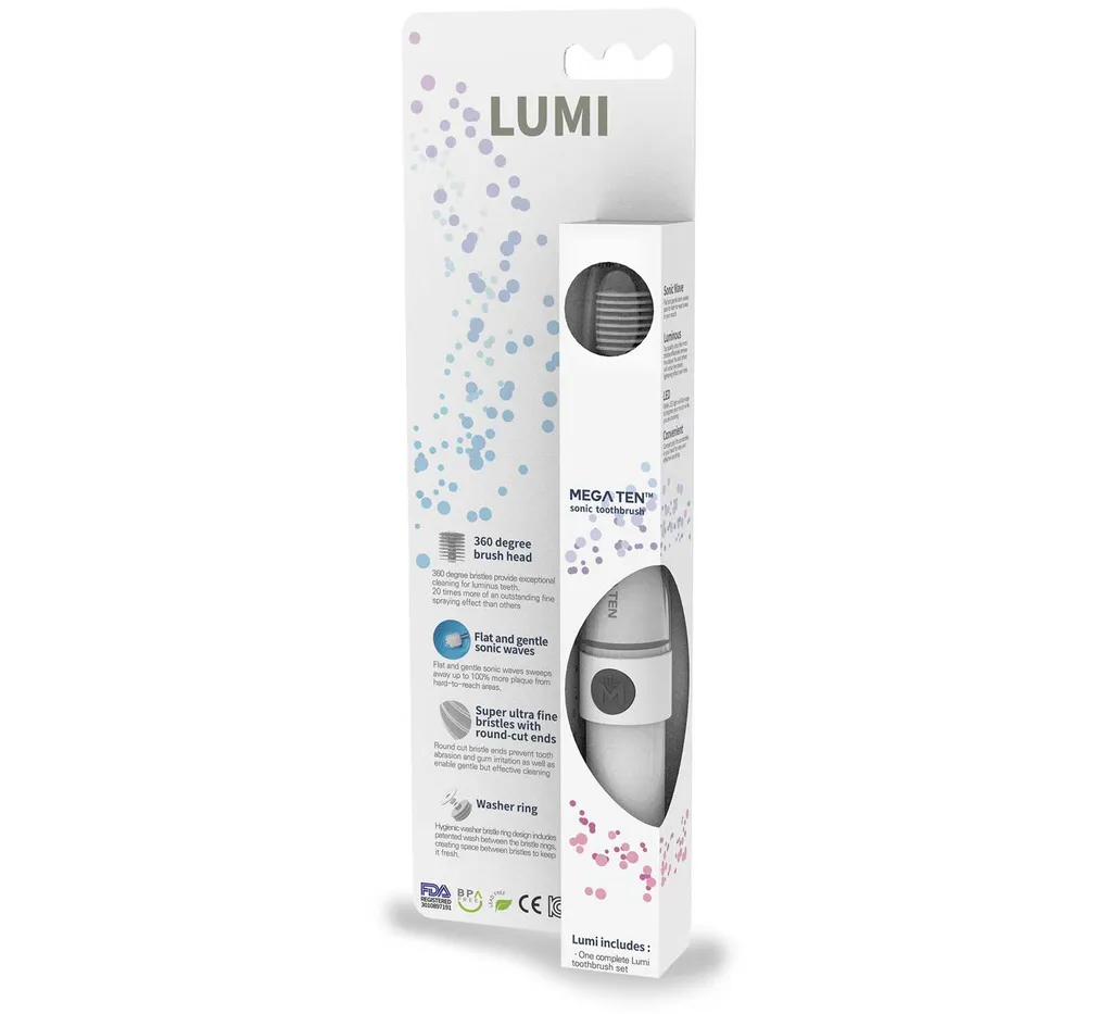MEGA TEN ADULT SONIC LUMI З/ЩЕТКА ЭЛЕКТРИЧЕСКАЯ БЕЛАЯ ЗУБНАЯ ЩЕТКА ЭЛЕКТРИЧЕСКАЯ   №1