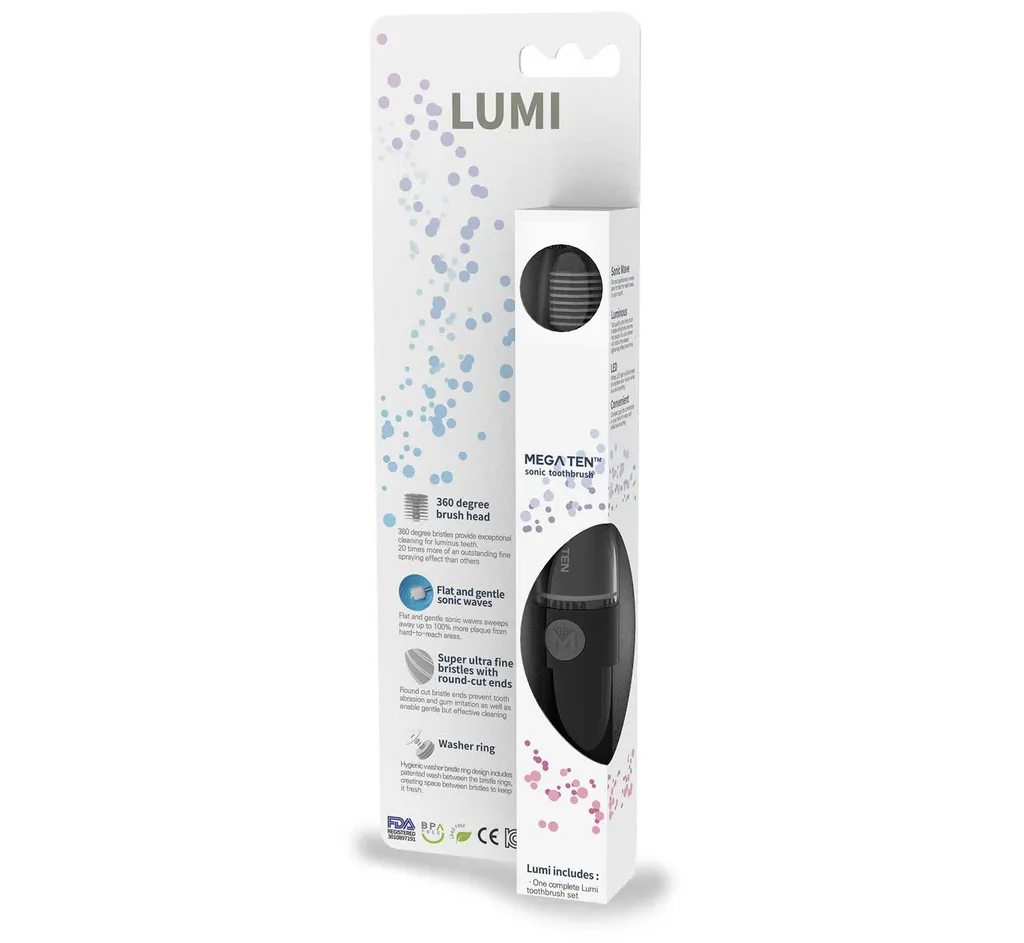 MEGA TEN ADULT SONIC LUMI З/ЩЕТКА ЭЛЕКТРИЧЕСКАЯ ЧЕРНАЯ ЗУБНАЯ ЩЕТКА ЭЛЕКТРИЧЕСКАЯ   №1