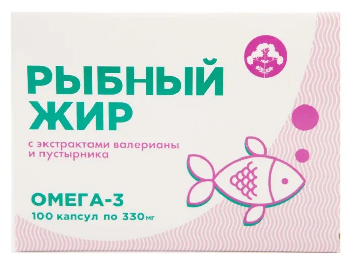 ПОЛЯРИС РЫБНЫЙ ЖИР С ЭКСТРАКТАМИ ВАЛЕРИАНЫ И ПУСТЫРНИКА КАПСУЛЫ 0,33 Г №100