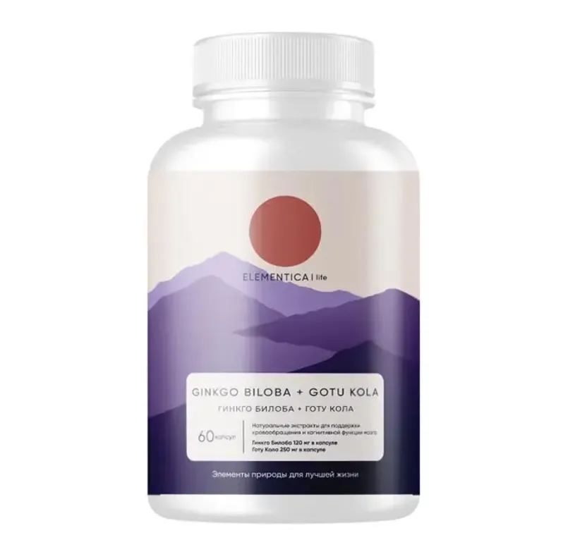 ELEMENTICA ORGANIC/LIFE ГИНКГО БИЛОБА+ГОТУ КОЛА КАПСУЛЫ  0,69 Г №60