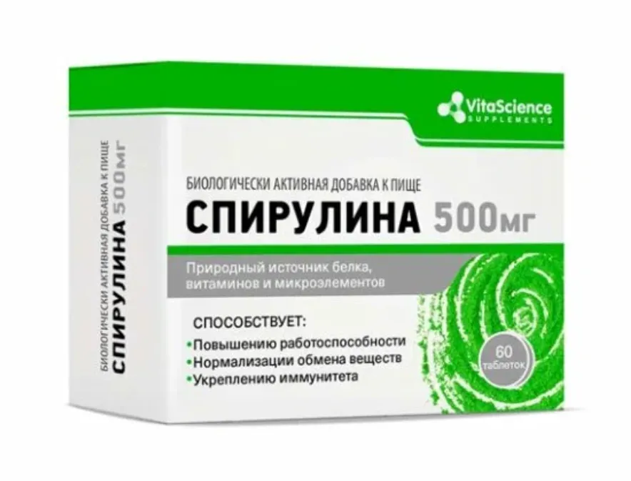 VITALIFE/VITASCIENCE СПИРУЛИНА ТАБЛЕТКИ 500 МГ 509 МГ №60