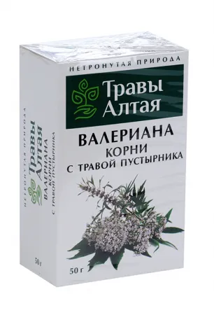 АЛТАЙ ТРАВЫ АЛТАЯ ФИТОЧАЙ ВАЛЕРИАНА С ПУСТЫРНИКОМ СЫРЬЕ РАСТИТЕЛЬНОЕ ИЗМЕЛЬЧЕННОЕ  50 Г №1