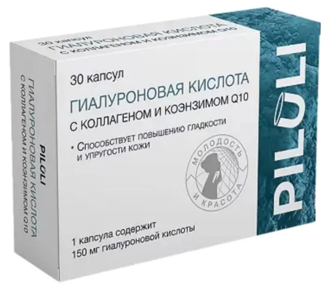 PILULI ГИАЛУРОНОВАЯ КИСЛОТА С КОЛЛАГЕНОМ И КОЭНЗИМОМ Q10 КАПСУЛЫ  725 МГ №30