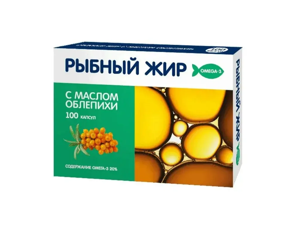 PL РЫБНЫЙ ЖИР С МАСЛОМ ОБЛЕПИХИ КАПСУЛЫ 0,37 Г №100