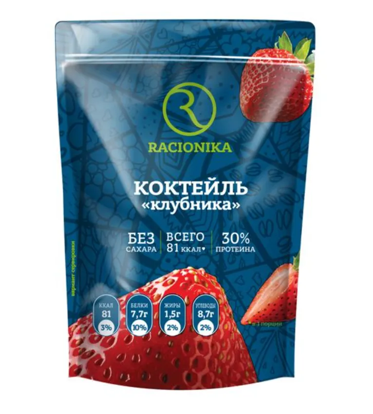 РАЦИОНИКА ДИЕТ КОКТЕЙЛЬ КЛУБНИКА КОКТЕЙЛЬ 275 Г №1