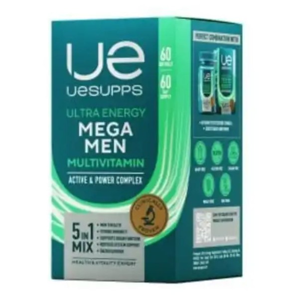 UESUPPS/УЕСАППС ULTRA ENERGY МЕН МУЛЬТИВИТАМИН ФОРМУЛА КАПЛЕТЫ    №60