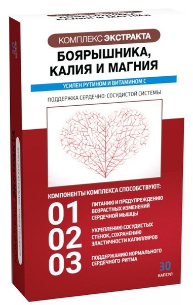 ВТФ КОМПЛЕКС ЭКСТРАКТА БОЯРЫШНИКА, K И MG КАПСУЛЫ  0,375 Г №30