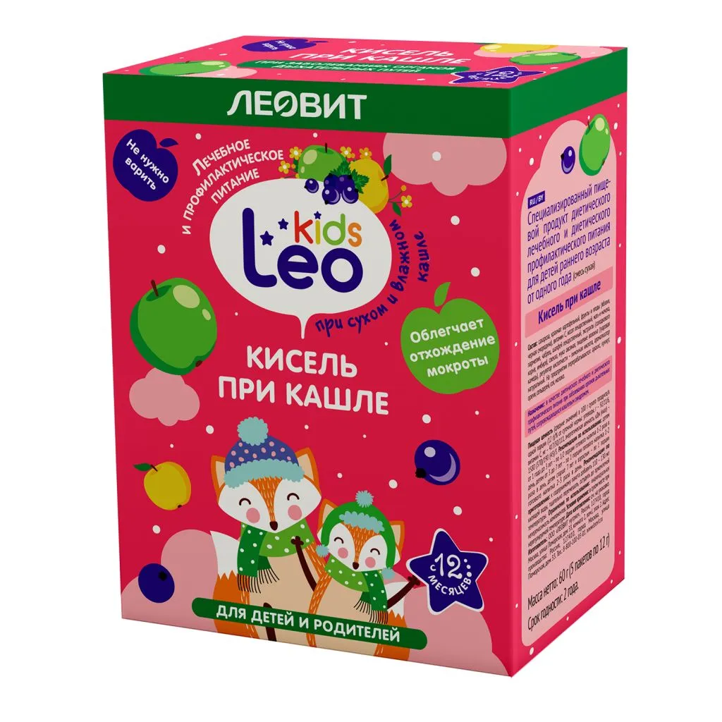 ЛЕОВИТ LEO KIDS КИСЕЛЬ ДЛЯ ДЕТЕЙ ПРИ КАШЛЕ ПОРОШОК ДЛЯ ПРИГОТОВЛЕНИЯ НАПИТКА 12 Г №5