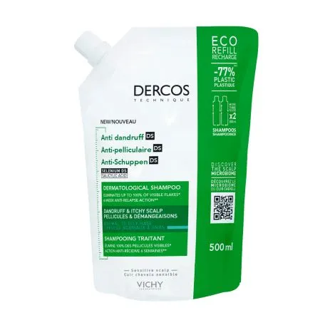 VICHY DERCOS ШАМПУНЬ-УХОД П/ПЕРХОТИ ИНТЕНСИВ DS РЕГУЛИР Д/НОРМ/ЖИР ВОЛОС ШАМПУНЬ  500 МЛ №1