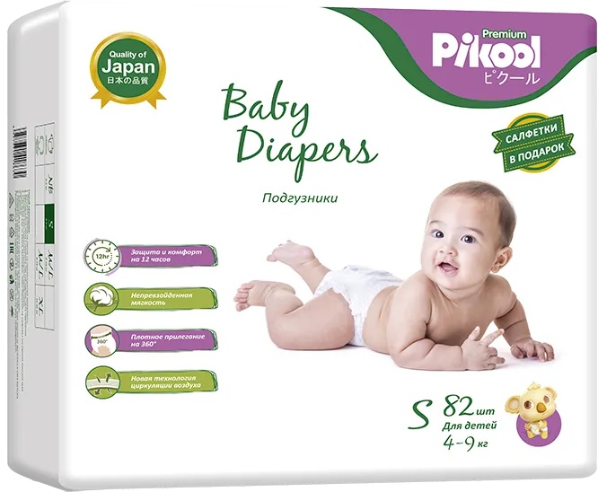 PIKOOL PREMIUM ПОДГУЗНИКИ ДЕТСКИЕ Р. S (4-9КГ) ПОДГУЗНИКИ ДЕТСКИЕ    №82