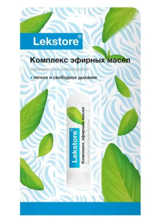 LEKSTORE/ЛЕКСТОР КАРАНДАШ Д/АРОМАТЕРАПИИ КОМПЛЕКС ЭФИРНЫХ МАСЕЛ КАРАНДАШИ ДЛЯ ИНГАЛЯЦИЙ 1,3 Г №1