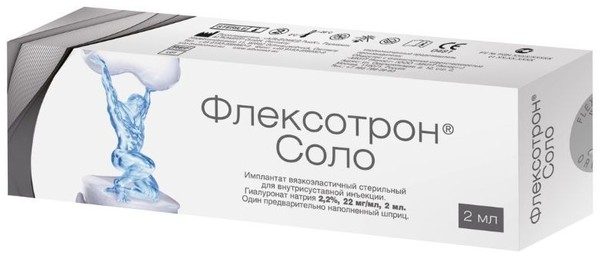 ФЛЕКСОТРОН СОЛО ИМПЛАНТАТ 2,2% РАСТВОР ДЛЯ ВНУТРИСУСТАВНОГО ВВЕДЕНИЯ 22 МГ/МЛ 2 МЛ №1