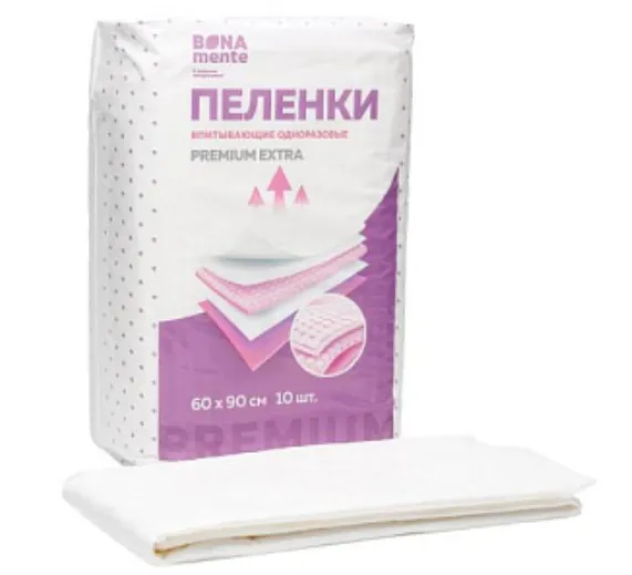 BONA MENTE ПЕЛЕНКИ ВПИТЫВАЮЩИЕ PREMIUM EXTRA ПЕЛЕНКИ ВПИТЫВАЮЩИЕ ВЗРОСЛЫЕ 60 СМX90 СМ №10