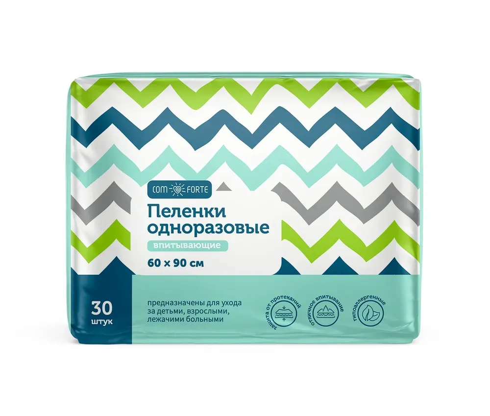 COMFORTE ПЕЛЕНКИ ОДНОРАЗ ВПИТЫВАЮЩИЕ ПЕЛЕНКИ ВПИТЫВАЮЩИЕ ВЗРОСЛЫЕ 60 СМX90 СМ   №30