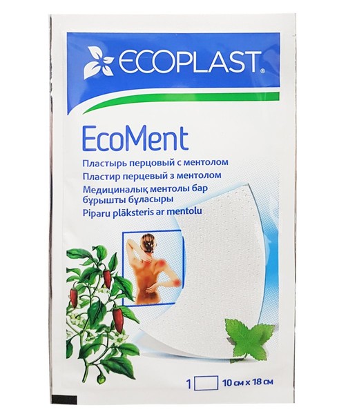 ECOPLAST ECOMENT ПЛАСТЫРЬ ПЕРЦОВЫЙ С МЕНТОЛОМ 10Х18 ПЛАСТЫРЬ ПЕРЦОВЫЙ ПЕРФОРИРОВАННЫЙ №1
