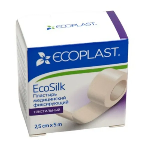 ECOPLAST ПЛАСТЫРЬ МЕД ФИКС ТЕКСТИЛЬНЫЙ ECOSILK 2,5Х5М ПЛАСТЫРЬ НА ШЕЛКОВОЙ ОСНОВЕ   №1