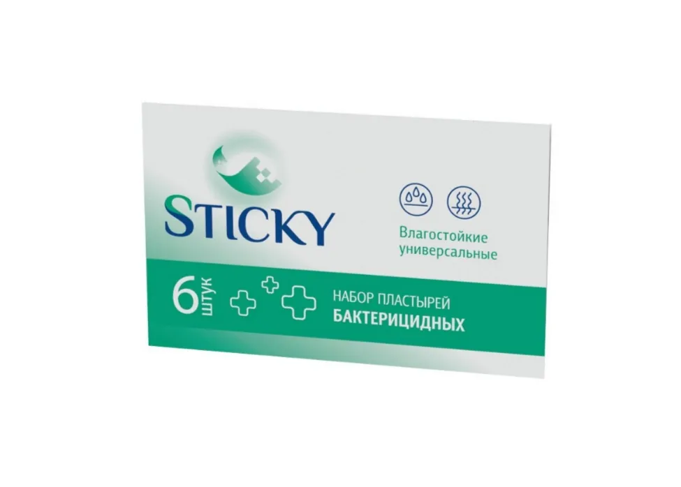 STICKY ПЛАСТЫРЬ БАКТЕРИЦИДНЫЙ ВЛАГОСТОЙКИЙ ПЛАСТЫРЬ 1,9 СМХ7,2 СМ   №6