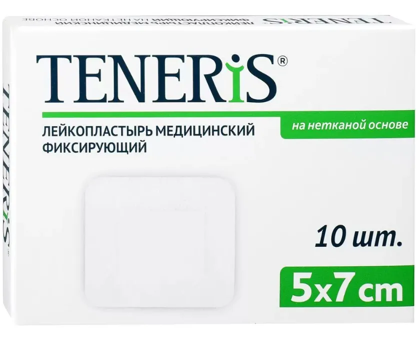 TENERIS ПОВЯЗКА-ЛЕЙКОПЛАСТЫРЬ (T-PORE) НЕТКАНАЯ ОСНОВА С ПОДУШКОЙ ПОВЯЗКИ ПЛАСТЫРНОГО ТИПА 5 СМX7 СМ   №10