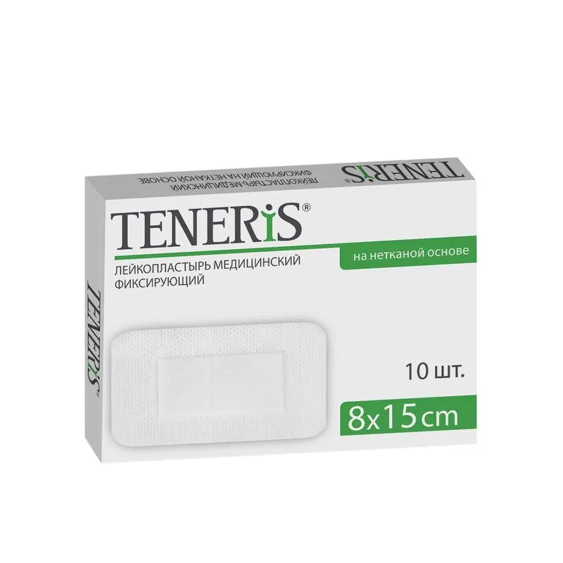 TENERIS ПОВЯЗКА-ЛЕЙКОПЛАСТЫРЬ (T-PORE) НЕТКАНАЯ ОСНОВА С ПОДУШКОЙ ПОВЯЗКИ ПЛАСТЫРНОГО ТИПА 15 СМX8 СМ   №10