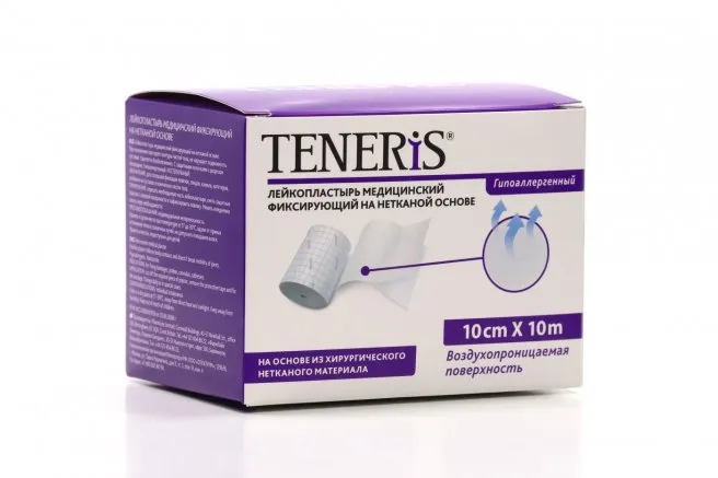 TENERIS ЛЕЙКОПЛАСТЫРЬ-БИНТ T-ADHESIVE ФИКСИРУЮЩИЙ НЕТКАНЫЙ ПЛАСТЫРЬ НА НЕТКАНОЙ ОСНОВЕ 10 СМX10 М   №1